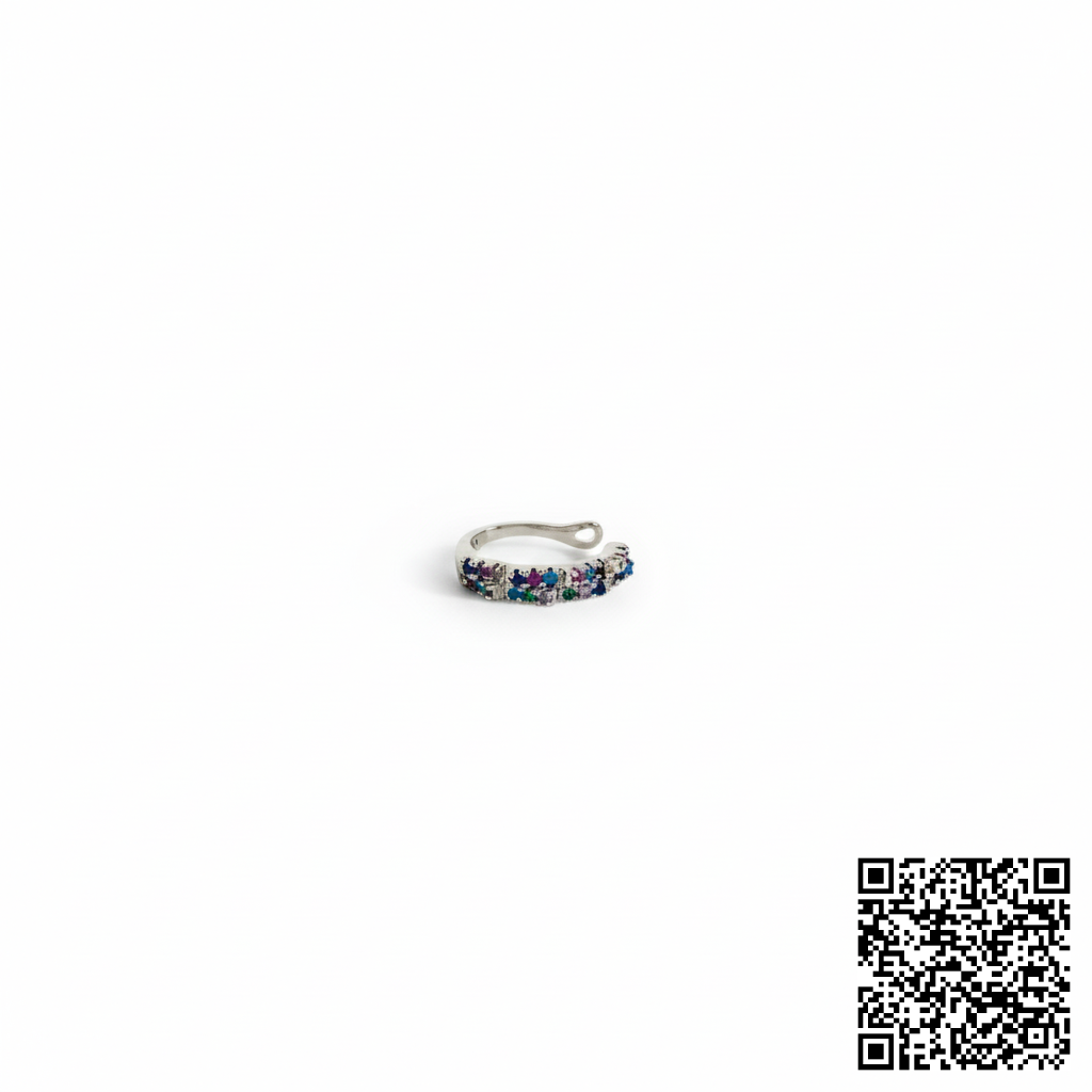 Silber Ear Cuff Mit Bunten Zirkonia Eleganter Ohrclip Ohne