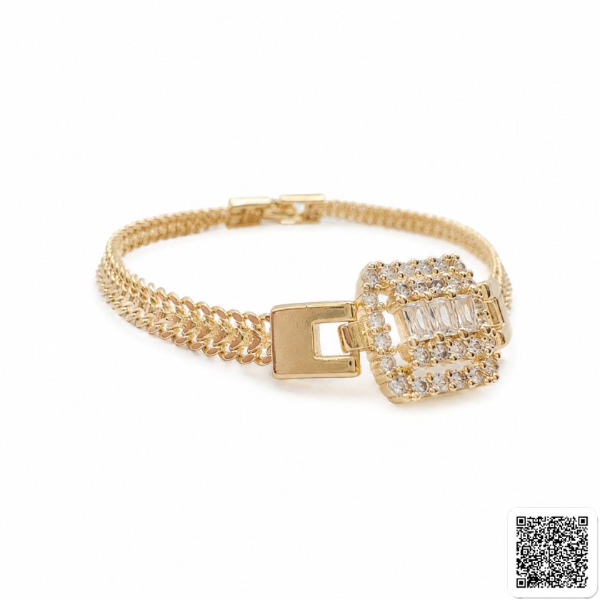 Goldfarbenes Damenarmband mit Zirkonia – Modeschmuck