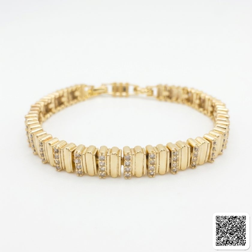 Goldenes Tennis Armband Mit Zirkonia Elegantes Damenarmband