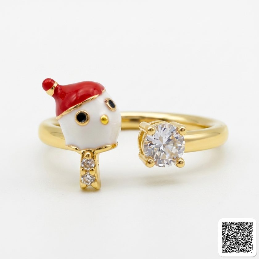 Verstellbarer Goldfarbener Weihnachtsring Mit Santa-Motiv Und
