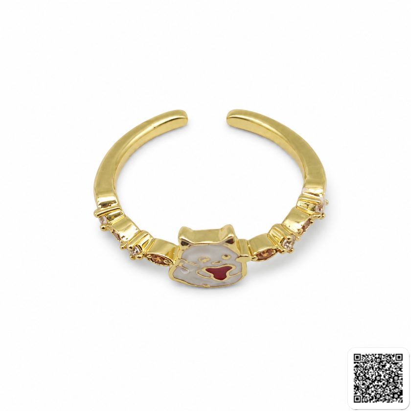Süßer Katzenring Mit Herz Goldfarben