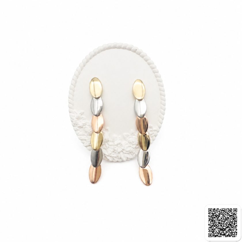 Goldene Mehrfarbige Hängeohrringe Elegante Damen Ohrhänger