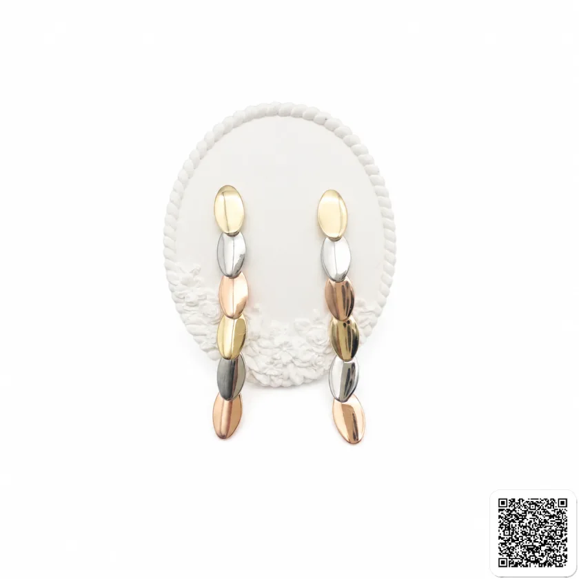 Goldene Mehrfarbige Hängeohrringe Elegante Damen Ohrhänger