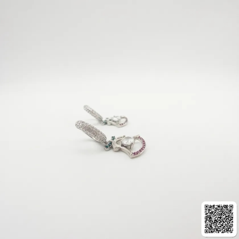 Silberne Weihnachtsengel Ohrringe Mit Zirkonia & Rosa Details