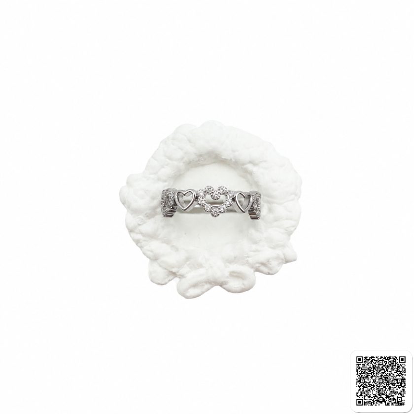 Eleganter Herz Ring Silber Mit Funkelndem Blumenmotiv