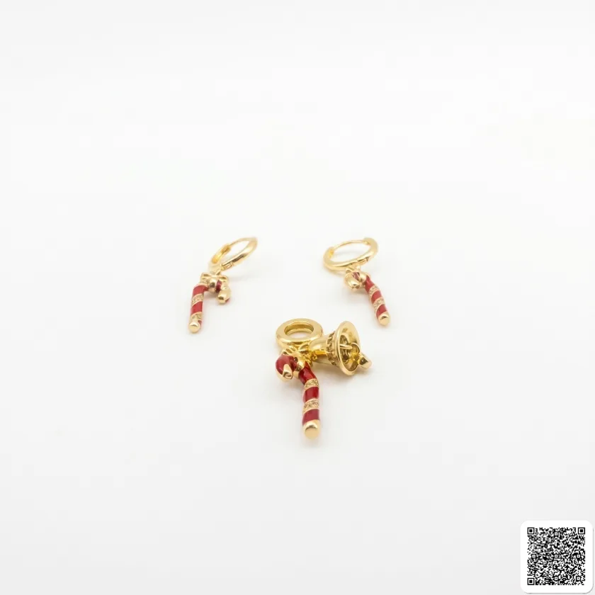 Weihnachts Schmuckset Mit Zuckerstangen Ohrringen Und Ring Roter