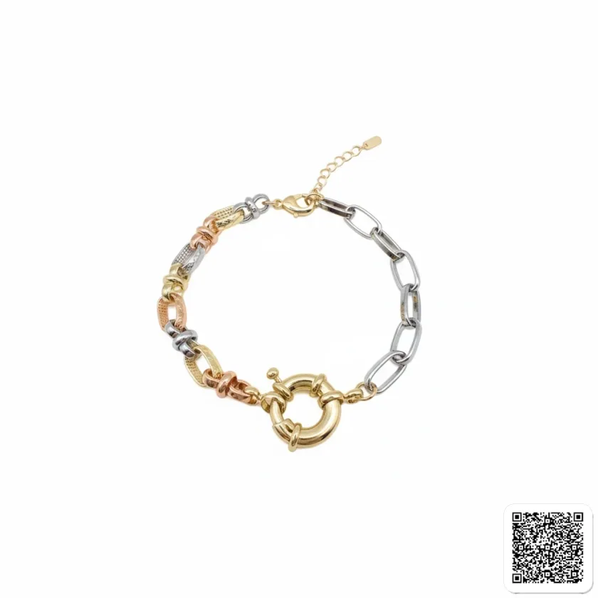 Elegantes Dreifarbiges Gliederarmband Für Damen