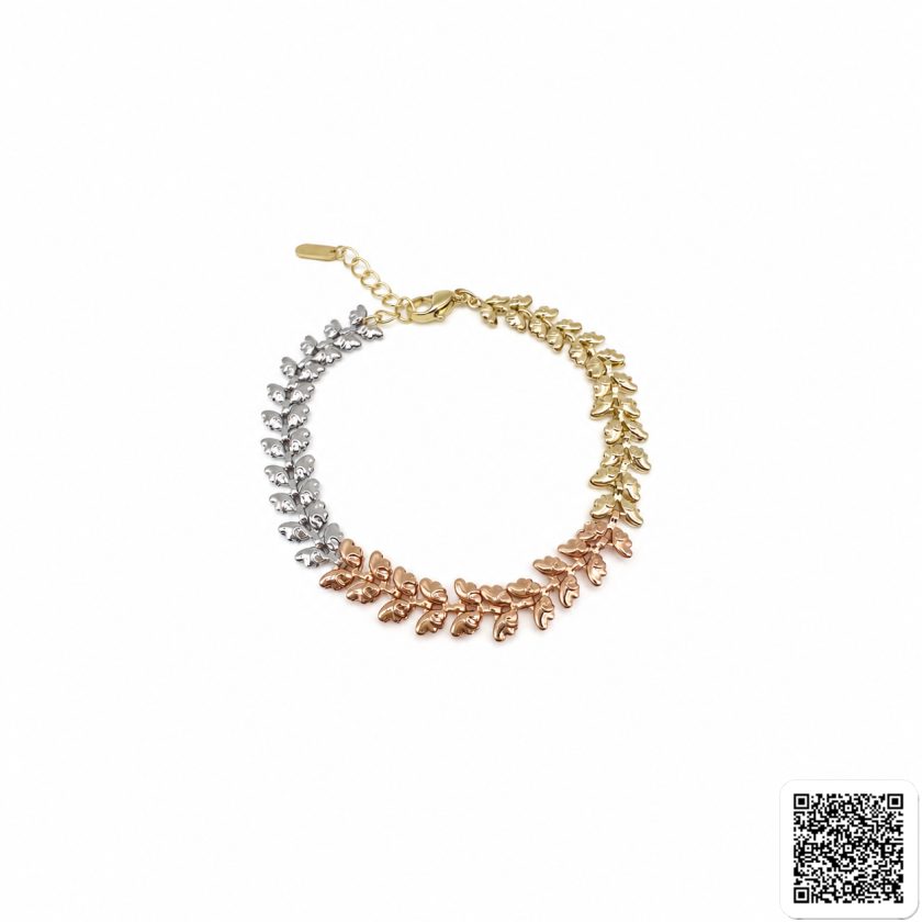 Elegantes Blatt-Armband In Tricolor-Design