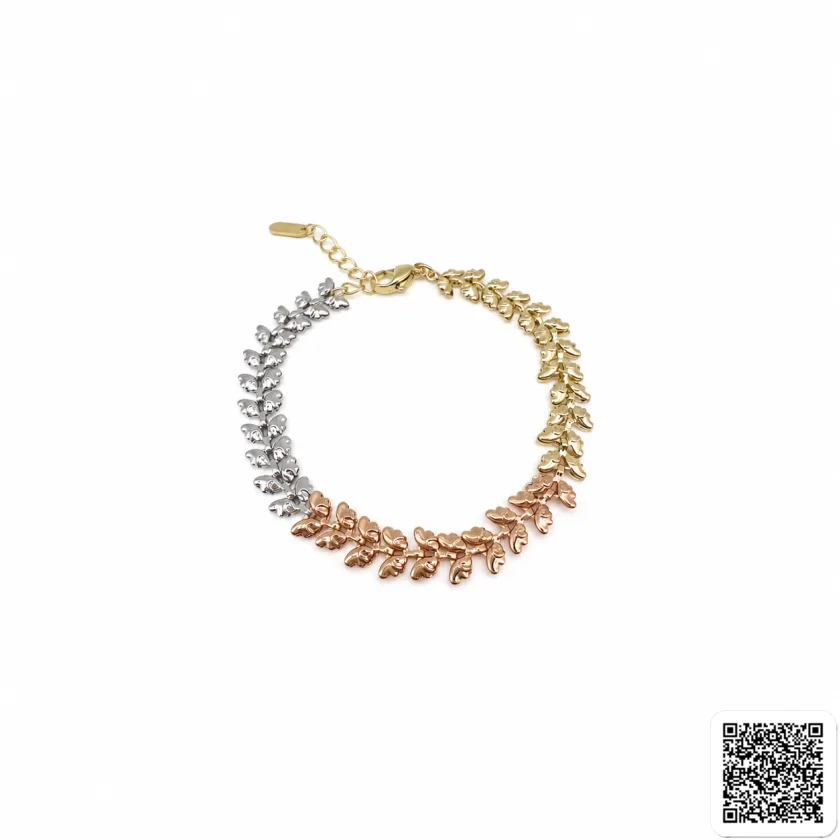 Elegantes Blatt-Armband In Tricolor-Design