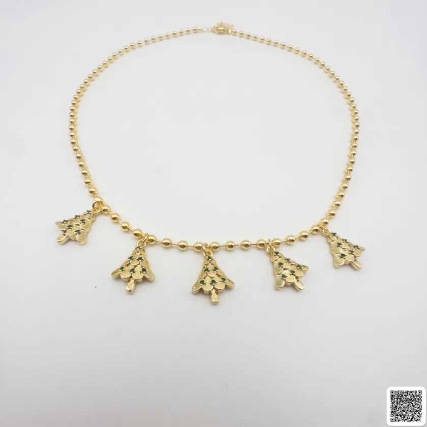 Elegante Weihnachtsbaum Halskette In Gold Damenkette Mit Fünf