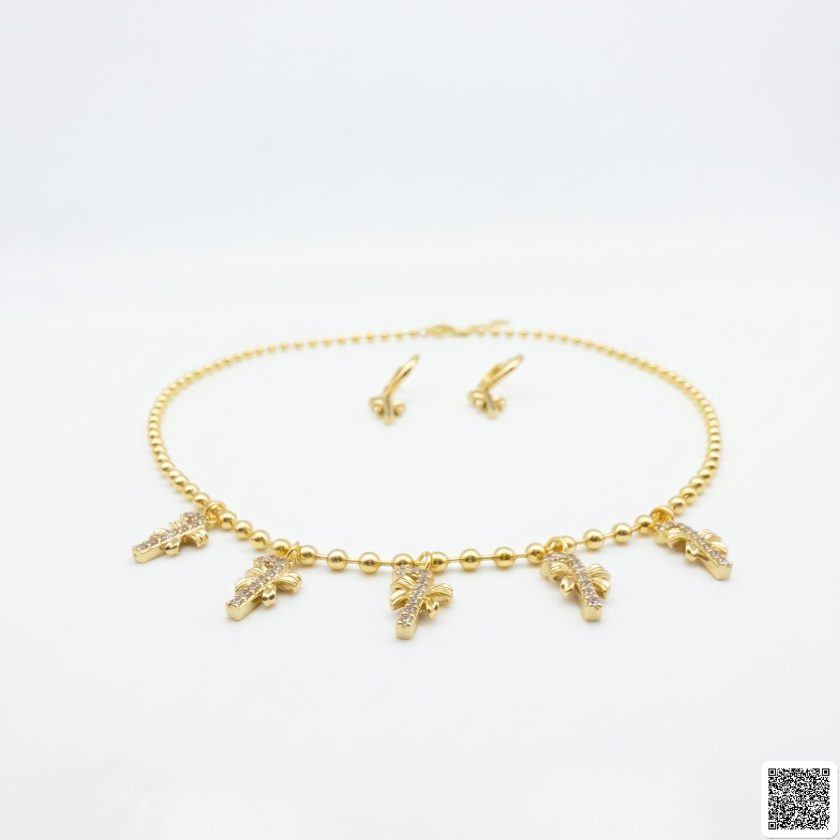 Elegantes Goldfarbenes Schmuckset Mit Palmenanhängern Halskette &