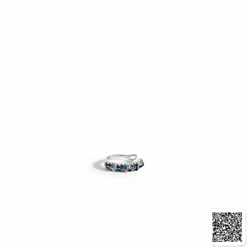 Ear Cuff Damen Silber Bunter Zirkonia Ohrschmuck