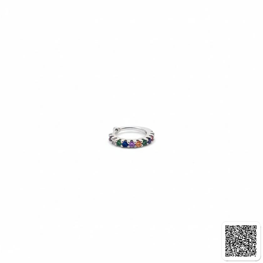 Regenbogen Ear Cuff Mit Bunten Zirkonia Silberfarbener Ohrclip