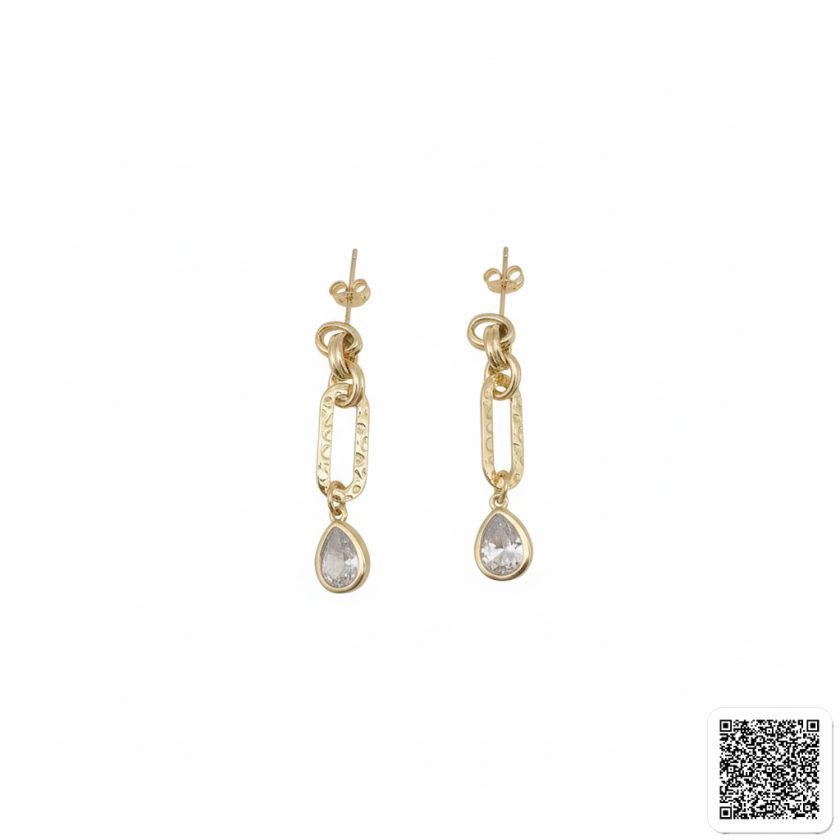 Elegante Damen Hängeohrringe Goldfarben Mit Tropfen-Zirkonia