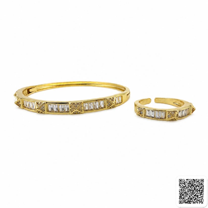 Baguette X Armreif – Zeitlose Eleganz im Signature-Stil (Gold-Silber)