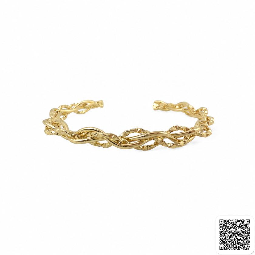Geflochtener Kordel-Armreif im Twister-Design (Gold / Silber)
