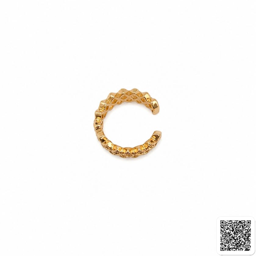 Eleganter Gitter Ear Cuff Für Damen Goldfarbener Ohrschmuck Ohne