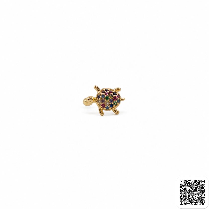 Goldener Schildkröten Ear Cuff Mit Bunten Zirkonia Eleganter