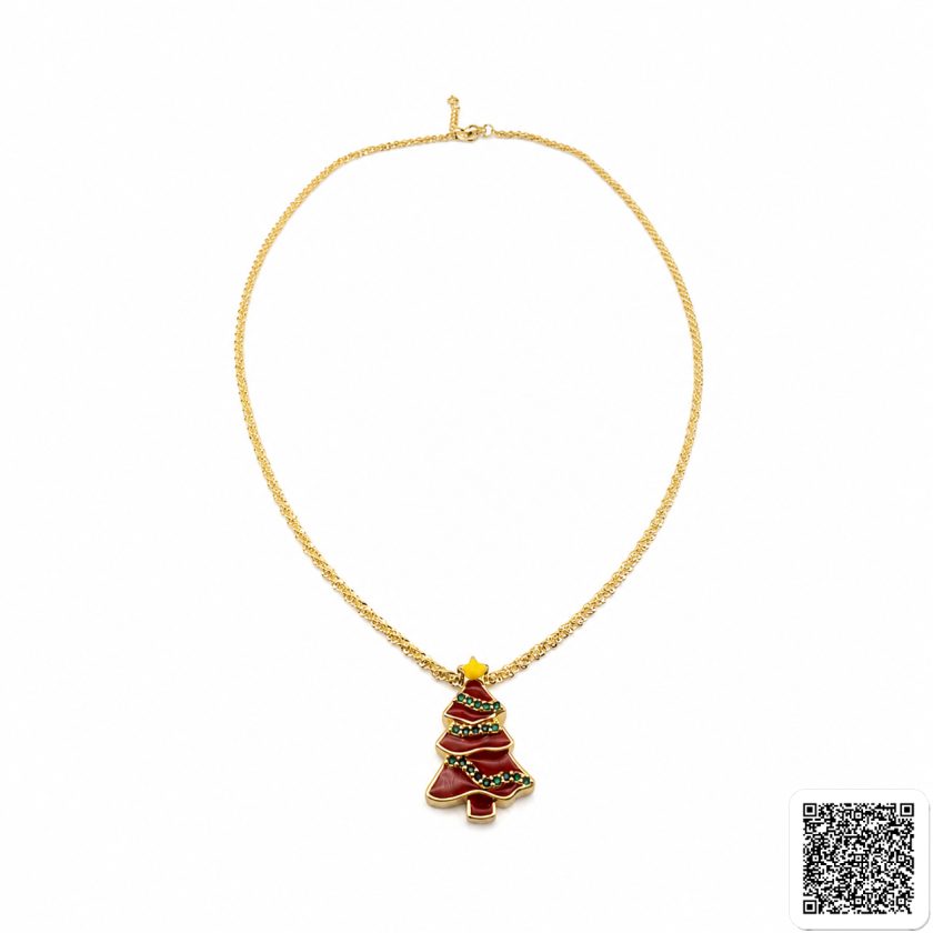 Weihnachtsbaum Halskette Damen Gold Festliche Weihnachts Kette