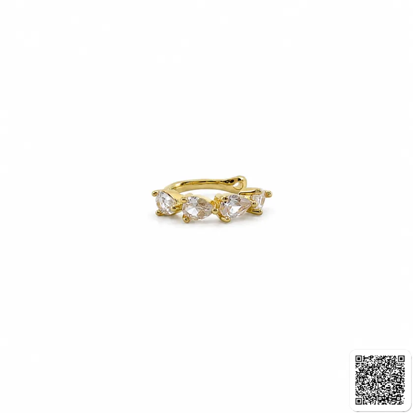 Goldfarbener Ear Cuff mit drei Tropfen-Schmucksteinen
