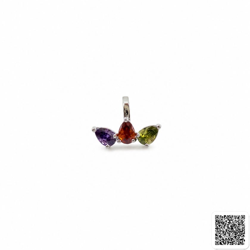 Silberfarbener Ear Cuff mit bunten Tropfen-Schmucksteinen