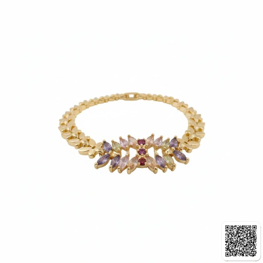 Elegantes Gold-Armband Mit Funkelnden Blütensteinen