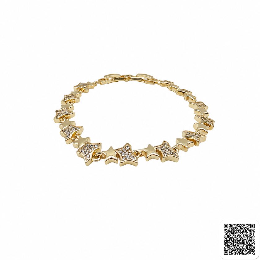 Goldfarbenes Stern-Armband Mit Glitzer-Design