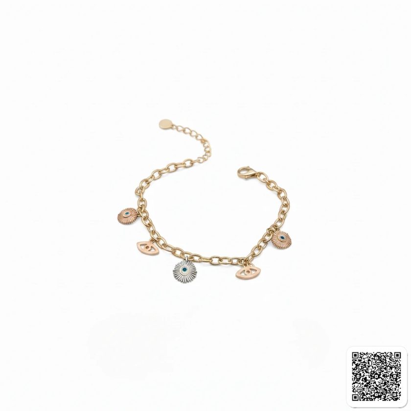 Elegantes Charm-Armband Mit Nazar-Auge Anhängern Goldfarben