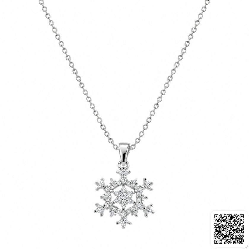 Schneeflocken Halskette Silber Zirkonia Winter Kette Damen