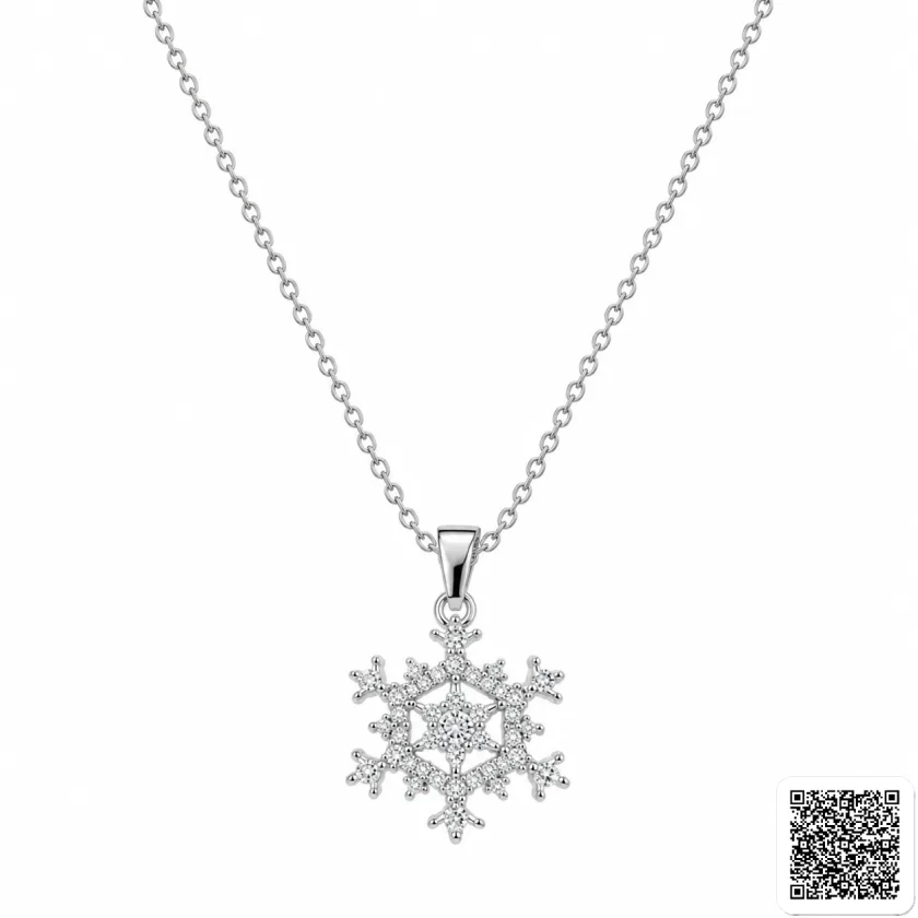 Schneeflocken Halskette Silber Zirkonia Winter Kette Damen