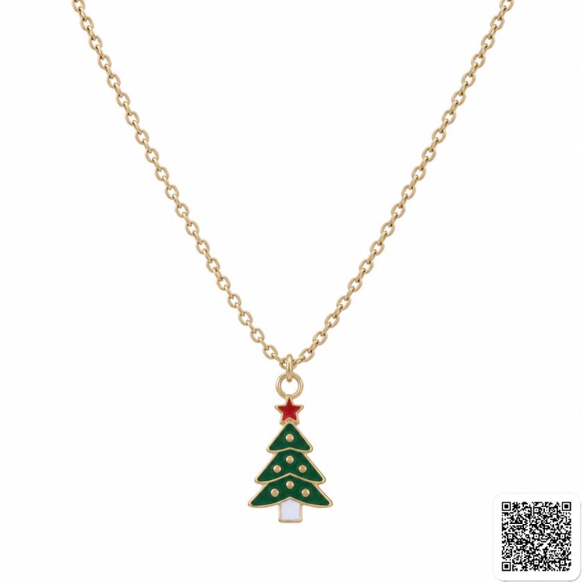 Weihnachtsbaum Halskette Festlicher Anhänger In Goldoptik