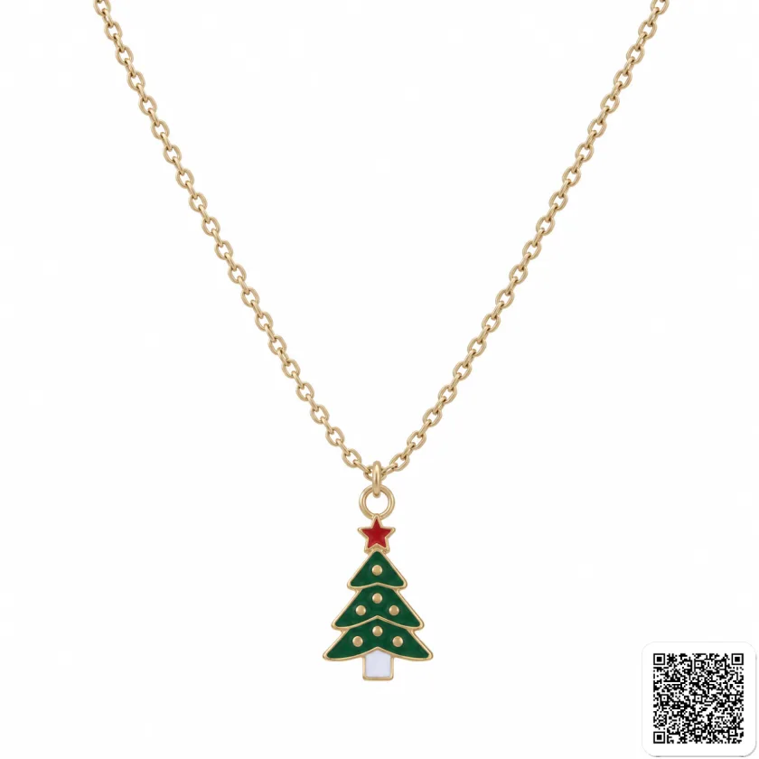 Weihnachtsbaum Halskette Festlicher Anhänger In Goldoptik