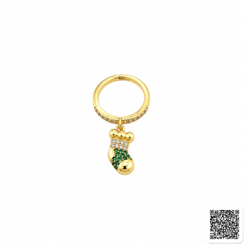 Goldfarbener Ring Mit Bären-Anhänger Und Kristallen