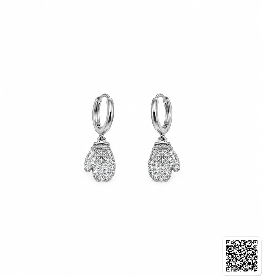 Elegante Herz Creolen Mit Zirkonia Damen Ohrringe In Silber & Weiß