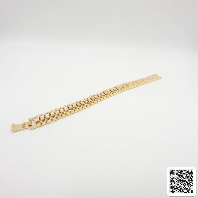 Vergoldetes Gliederarmband Mit Perlmutt-Details Elegantes Damen