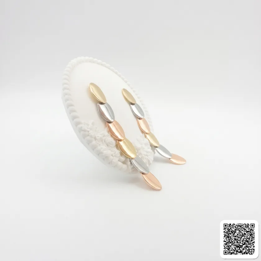 Goldene Mehrfarbige Hängeohrringe Elegante Damen Ohrhänger