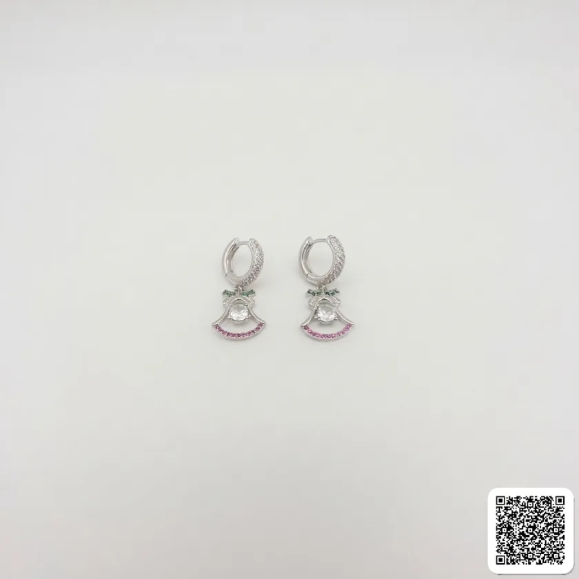 Silberne Weihnachtsengel Ohrringe Mit Zirkonia & Rosa Details