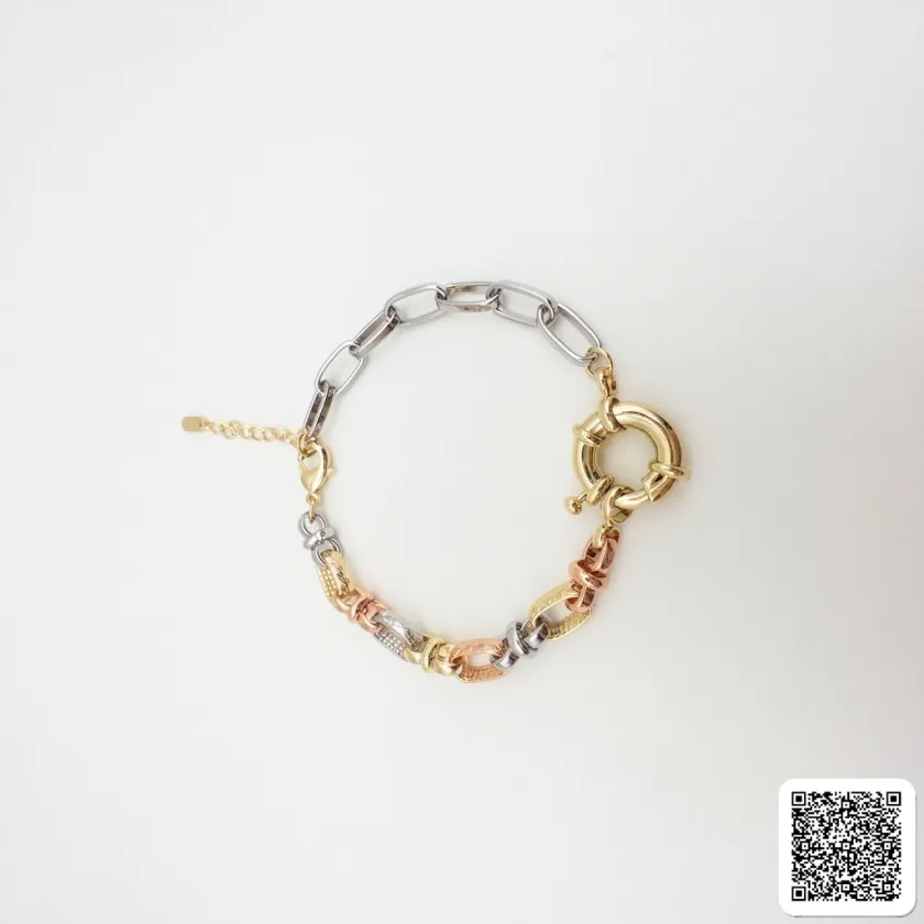 Elegantes Dreifarbiges Gliederarmband Für Damen