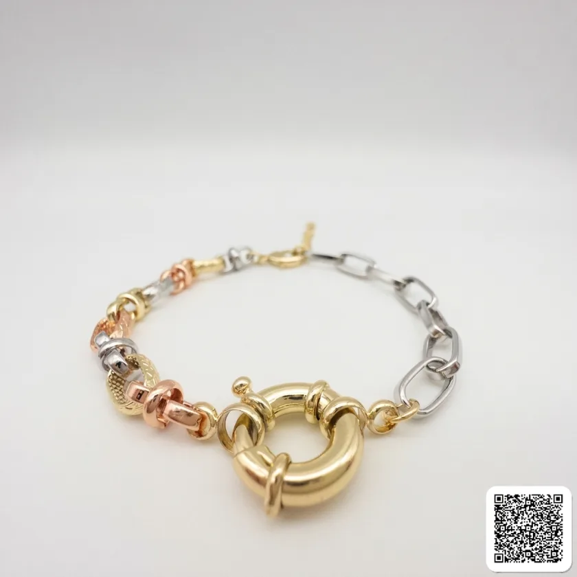 Elegantes Dreifarbiges Gliederarmband Für Damen