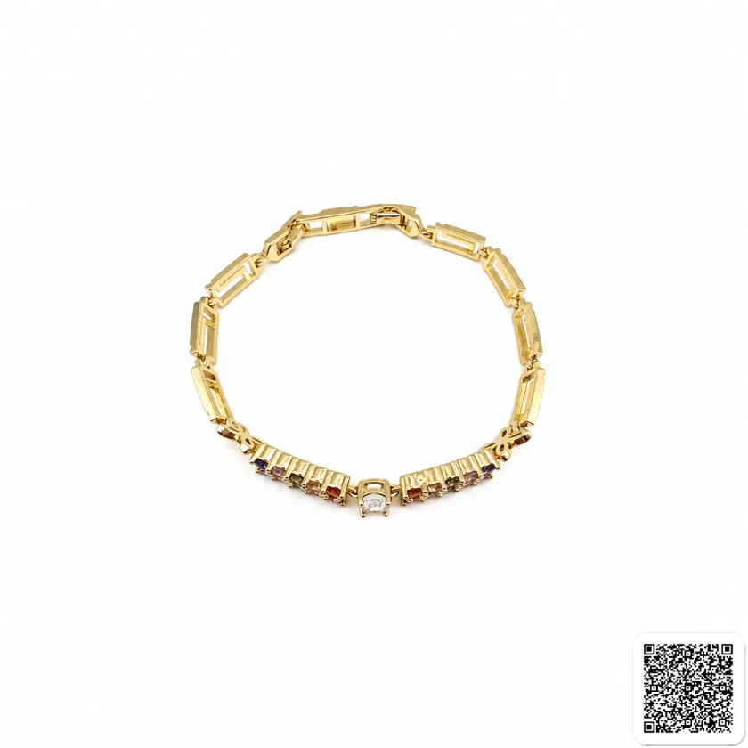 Elegantes Damen-Armband Mit Bunten Zirkonia Und Ovalem Kristall