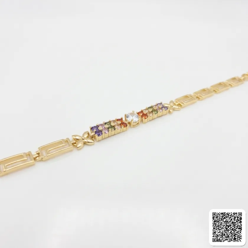 Elegantes Damen-Armband Mit Bunten Zirkonia Und Ovalem Kristall