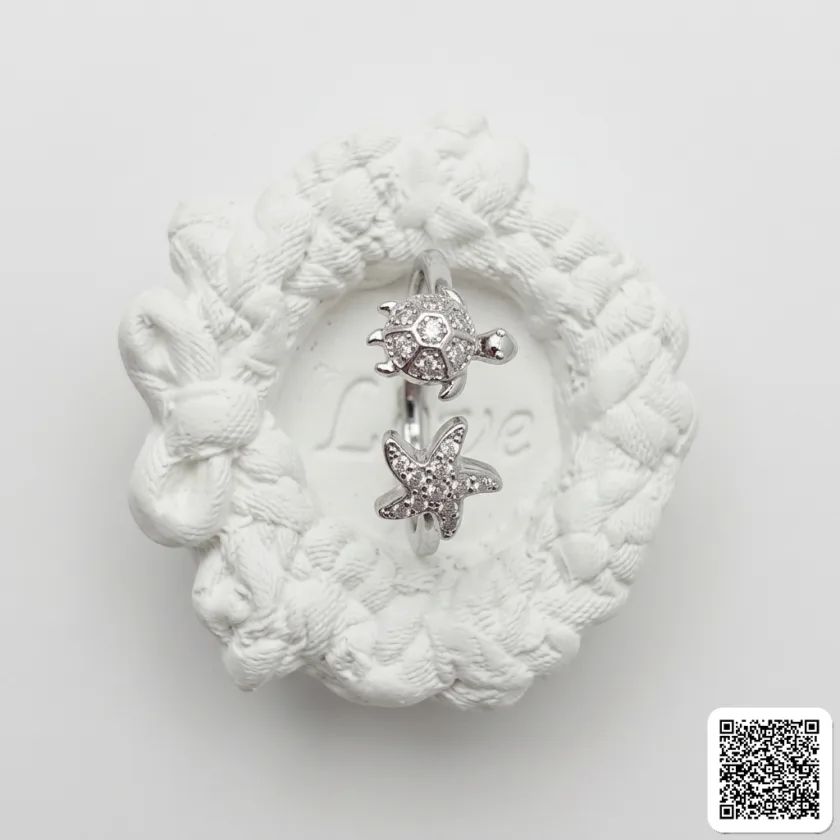 Eleganter Seestern & Schildkröte Zirkonia Ring