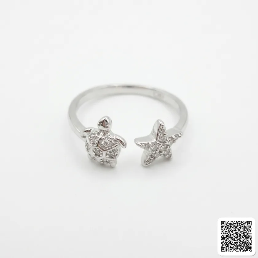 Eleganter Seestern & Schildkröte Zirkonia Ring