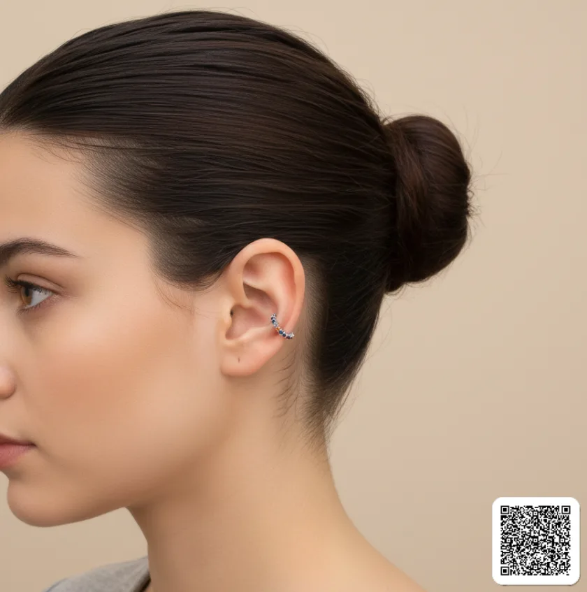 Regenbogen Ear Cuff Mit Bunten Zirkonia Silberfarbener Ohrclip