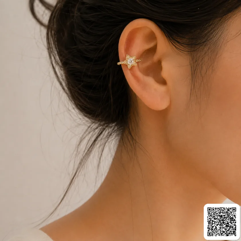 Ear Cuff Damen Gold Stern Zirkonia Ohrschmuck