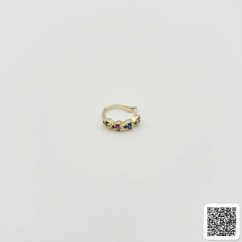 Bunter Ear Cuff Goldfarben mit Schmucksteinen – Elegante Ohrklemme