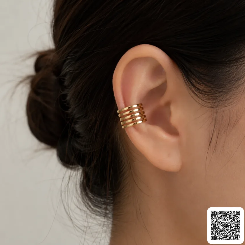 Goldener Ear Cuff für Damen – Moderner Mehrfach-Ring Ohrschmuck