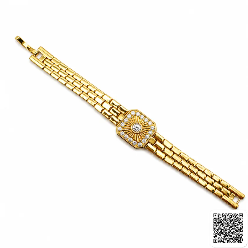 Elegante Goldfarbene Armbanduhr Mit Funkelndem Zifferblatt